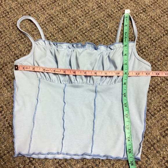 SHEIN Baby Blue Ruched Spaghetti Strap Crop Tank Top * Size Juniors Small - Picture 3 of 6